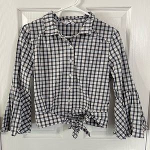 Jack by bb dakota plaid crop top tie long sleeve button up size small